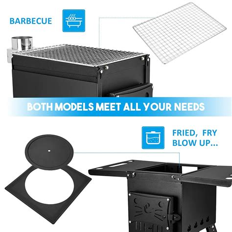 Camping Tent Stove with Chimney Pipes, Portable Wood Burning Outdoor ...