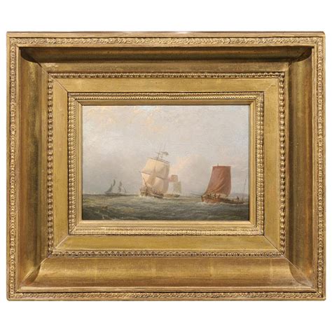 English 1850s Oil Painting on Board Depicting Ships at Sea Signed John Swift For Sale at 1stdibs