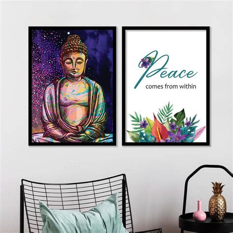 Buddha in Peace Wall Art with Frame for Wall Decor