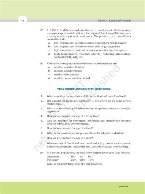 NCERT Exemplar Class 12 Biology Chapter 7 - Evolution