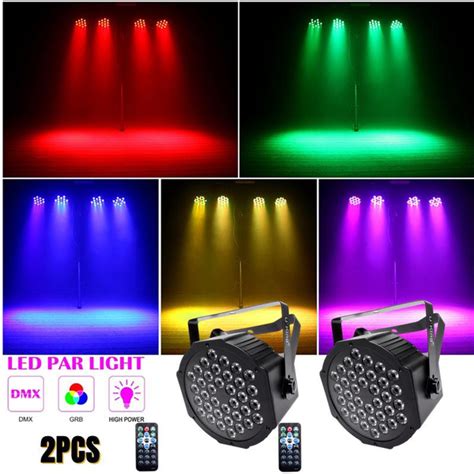 2Pcs PAR Light 36LEDs RGB with Wireless Remote Sound Activated DMX Control for DJ Party Stage ...
