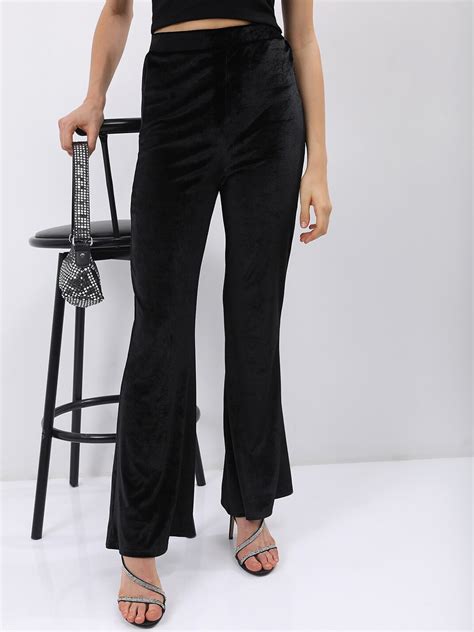 Tokyo Talkies Women Black Flared Bootcut Trousers - Price History
