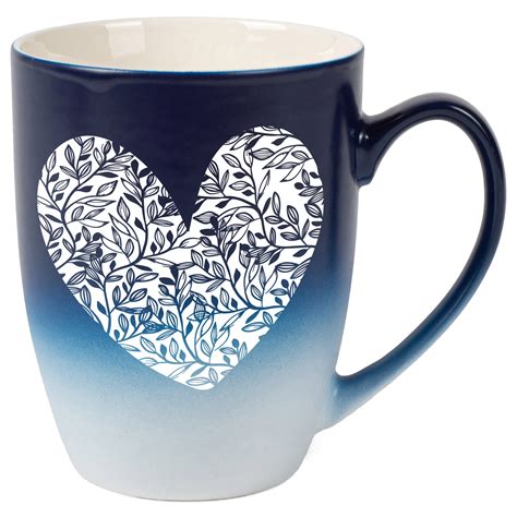Elanze Designs Heart Leaf Two Toned Ombre Matte Navy Blue and White 12 ...