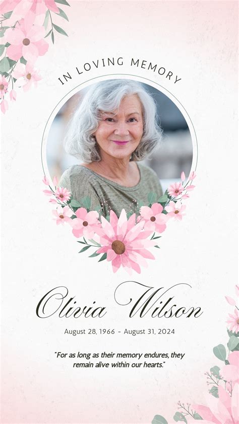 In Loving Memory Template - Jenny Printable