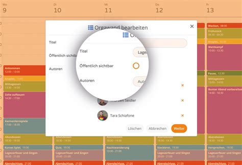 Orgawände | Übersichtliche Zeitpläne für Aktionen