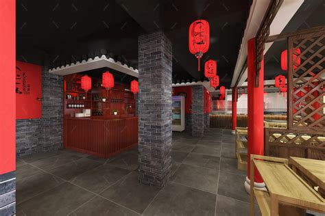 铜锅火锅店装饰设计施工图+3D模型+效果图-餐饮空间装修-筑龙室内设计论坛