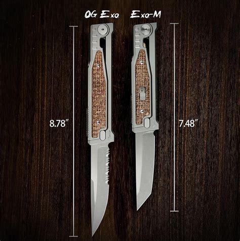 Reate EXO-M OTF Gravity Knife Titanium/Burlap Micarta 2.95" Drop Point SW