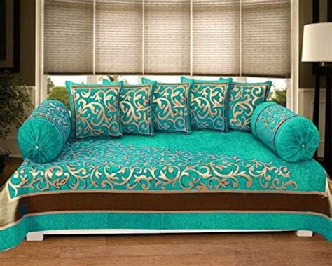 HomeStore-YEP Velvet Touch Chenille Diwan Bedsheet Set of 8 Pieces for ...