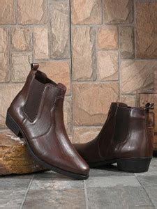 Roadster Men Brown Solid Leatherette Casual High Top Regular Chelsea ...