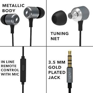 Leaf Metal Wired Earphones with Mic and in-Line Remote (Gunmetal ...