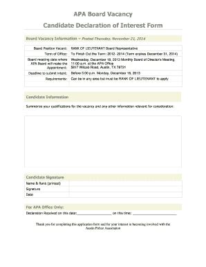 Fillable Online Candidate Declaration of Interest Form Fax Email Print ...