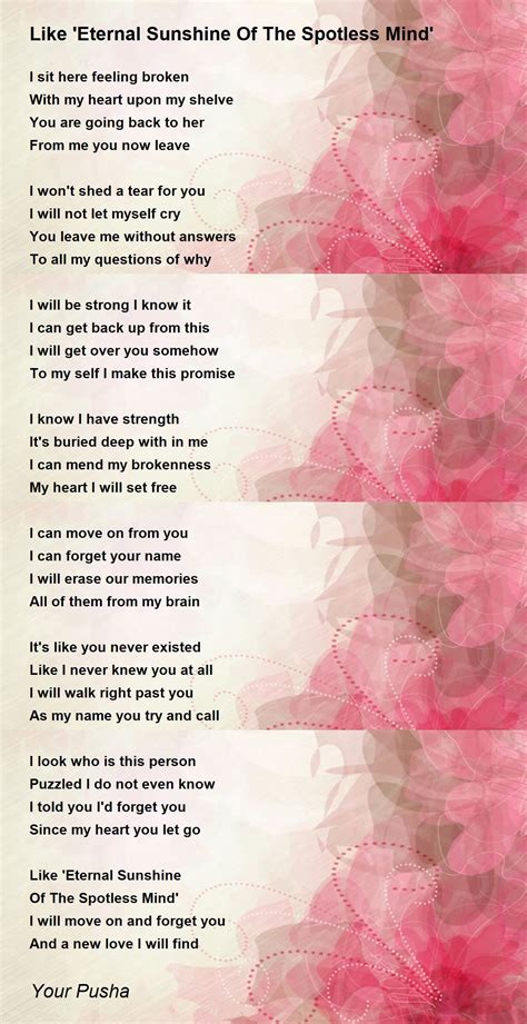 Eternal Sunshine Of The Spotless Mind Poem