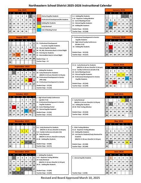 Northeastern York School District NESD Calendar 25-26 [PDF] revised ...