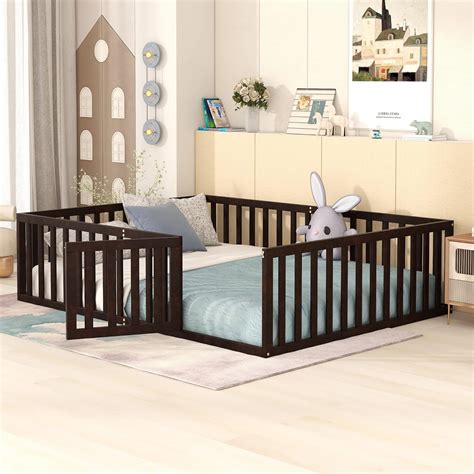 Amazon.com: Bellemave Queen Size Floor Bed Frame for Toddler Wood ...