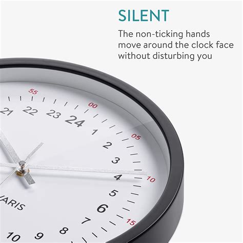 Navaris Analogue Wall Clock 24H - Αναλογικό Ρολόι Τοίχου από Γυαλί και ...
