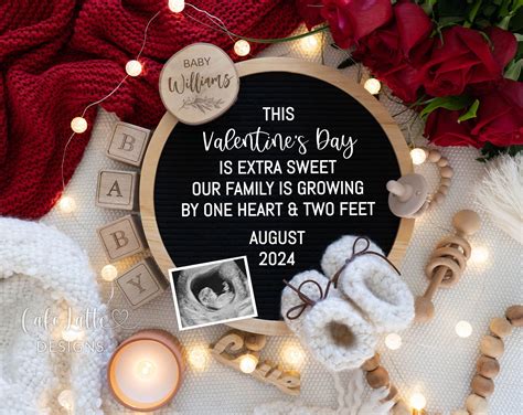 Valentines Day Digital Pregnancy Announcement for Social Media, Boho ...