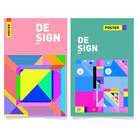 Vektor-bunte Poster-Design-Vorlage mit Memphis Style Hintergrund ...