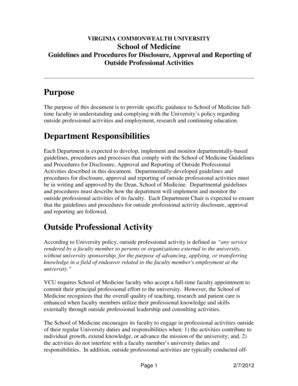 Fillable Online medschool vcu Outside Professional Activity - Virginia ...