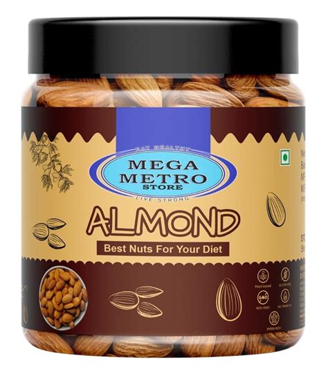 MEGA METRO STORE Indipendent Jumbo Almonds Bold Size Natural Whole ...