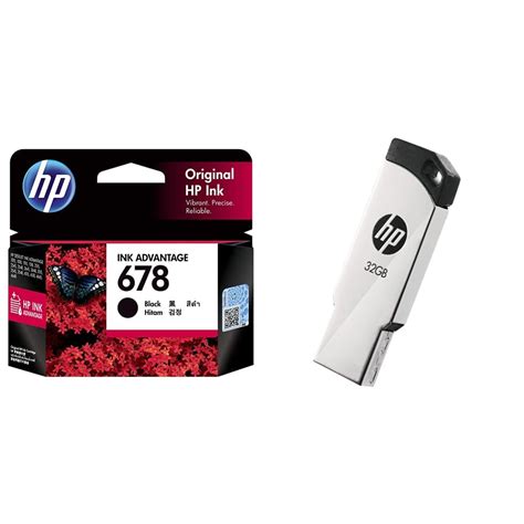 HP 678 Black Ink Advantage Cartridge (CZ107AA) & v236w 32GB USB 2.0 Pen ...