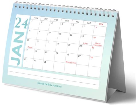 LAURET BLANC Standing 2024 Desk Calendar and Planner - A5 Size, Monthly ...