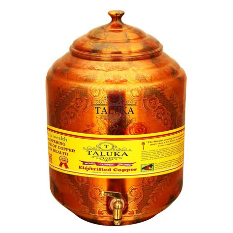 Taluka (Dia:-7" x Height:-15.5" Inches) Pure Copper Water Pot Dispenser ...