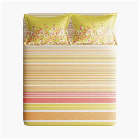 Buy PORTICO Shimmer Cotton 144TC Striped 3Pcs Super King Bedsheet Set ...