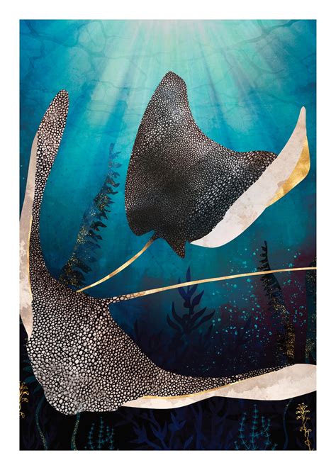 Metallic Stingray Poster - Graphical stingrays - desenio.com