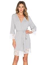 homebodii Bamboo Lace Trim Robe in Pumice | REVOLVE