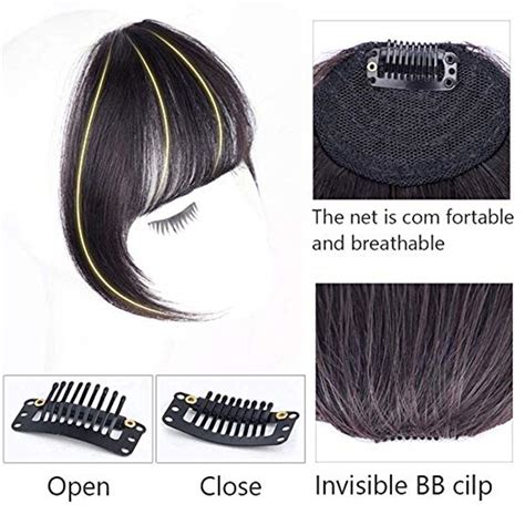 YiFudd Clip-In Human Hair Extensions, Neat Air Fringe, Straight Flat ...