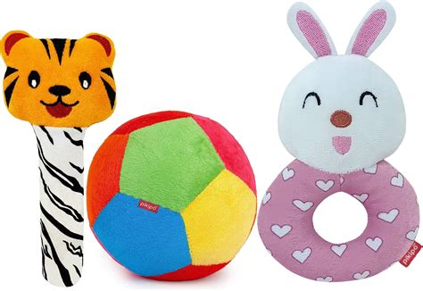 Pikipo Super Saver Soft Toy Combo (3-in-1): Tiger Rattle, Bunny Rattle ...
