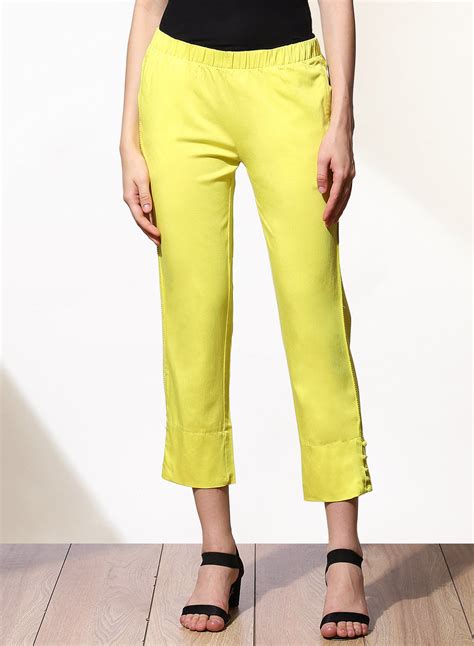 Mustard Capri In Solid Color-21SPT0224B-2C – Lakshita