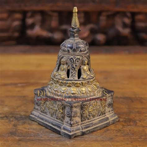 Brass Buddha Temple, Copper & Golden Finish, 8" – Dharma Statues