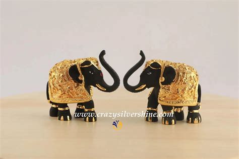 Gold Plated Elephant Pair - Crazy Silver Shine