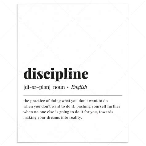 Discipline Definition Print | Motivational Wall Art | Instant Download ...