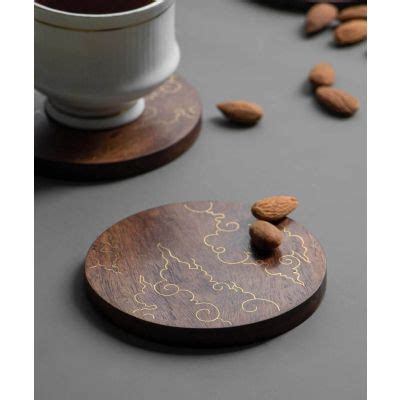 Wooden coasters | Buy Tarkashi craft online | Kalpané
