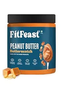 FitFeast Butterscotch Peanut Butter | 400g Jar (Pack of 1) | 7g Protein ...