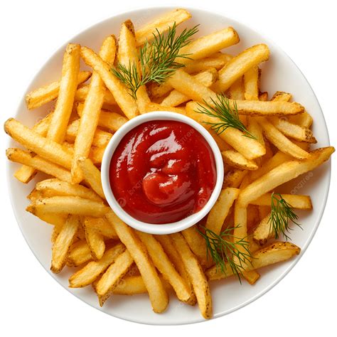 Crispy Golden French Fries With Ketchup On A White Plate Thick Cut ...