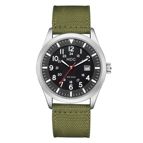 Infantry Military Analog Wrist Black Dial Nylon Watch With Green Band ...
