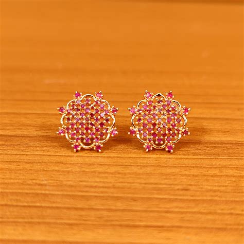 BLUE SAPPHIRE CZ STUDDED GOLD LOOK EARRINGS – Sanvi Jewels