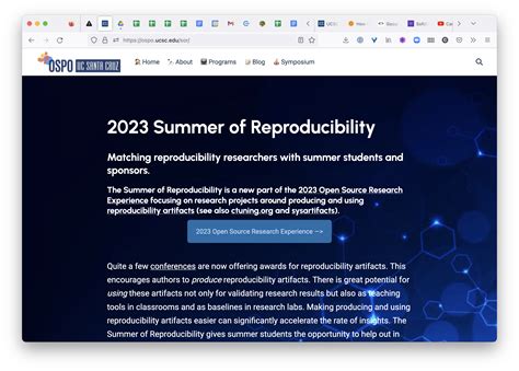 Register for the 2023 Summer of Reproducibility (SoR) Mentor Info Session | UCSC OSPO