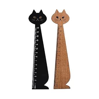 2Pcs Cat Shape Ruler 15cm Wooden Kitten Straight Ruler for DIY Drawing ...