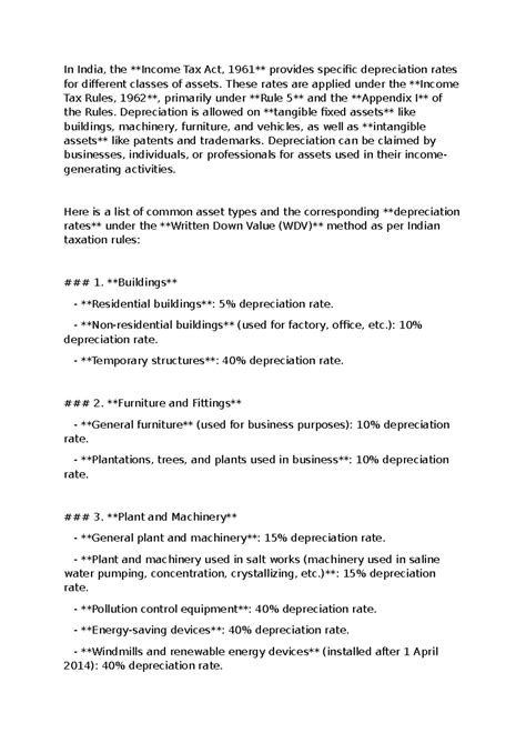 Tax for depreciation - notes on tax - In India, the Income Tax Act ...