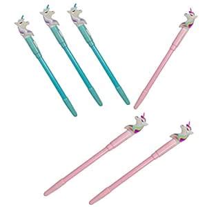 Abee Cute Unicorn Design Kids LED Light Gel Ink Pen Blue (Pack of 6 ...