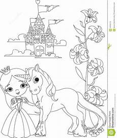 malvorlagen baby unicorn beautiful princess and unicorn coloring page stock vector malvorlagen baby unicorn beautiful princess and unicorn coloring page stock vector