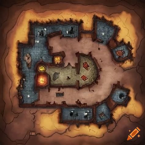 Battle map view of a warlord's hideout on avernus, the first layer of hell in dungeons and ...