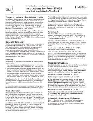 New York Youth Works Tax Credit Form IT-635 - Blank Fillable Template ...