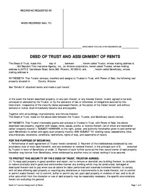Fillable Online Deed of trust and assignment of rents - Old Republic ...