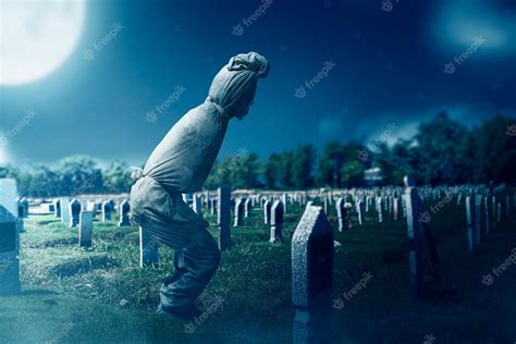 Premium Photo | Pocong is covered with a white linen shroud standing
