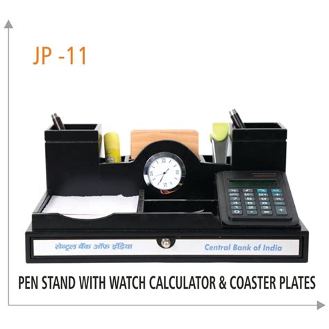 Wooden Pen Stand with Watch, Calculator & Coaster Plates - JP 11 ...
